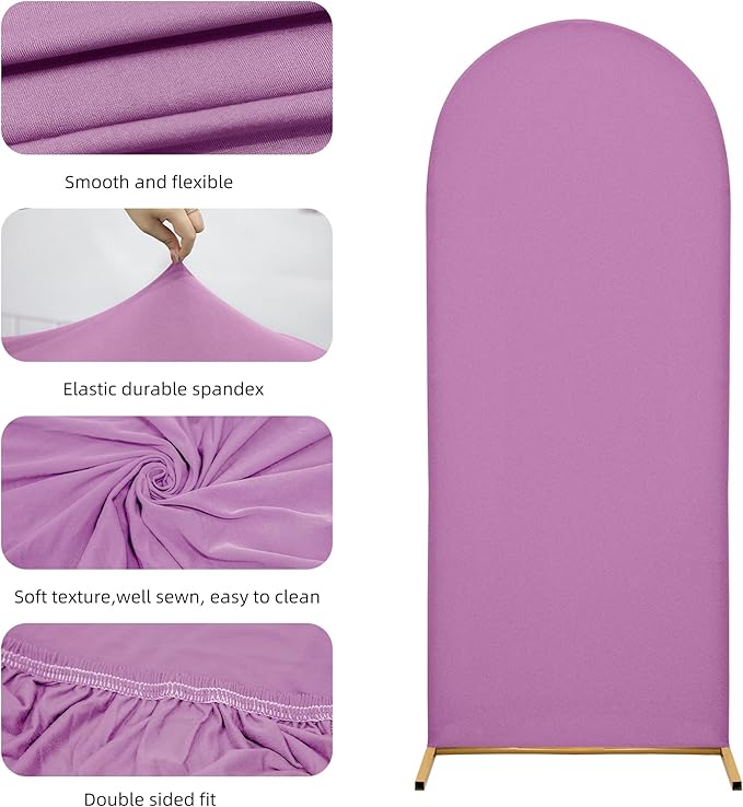 Wedding Arch Covers Arch Backdrop Cover Arch Stand Covers 7.2FT 6.6FT 6FT Set of 3 Arch Cover Spandex Fabric Stretchy Backdrop for Wedding Birthday Party Decoration Baby Shower (Lilac)