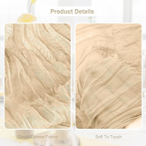 10 Pack Nude Cheesecloth Table Runner 35x120 Inch 10Ft Rustic Gauze Cheese Cloth Table Runner Sheer Cheesecloth Table Runners for Wedding Party Bridal Shower Decoration