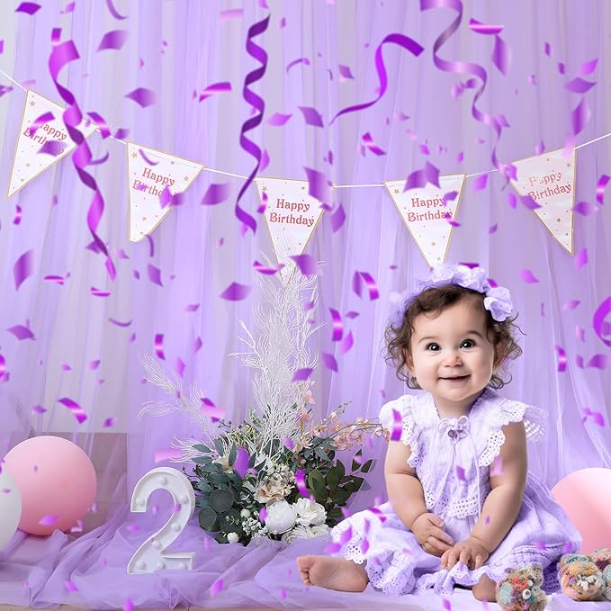 Lavender Tulle Backdrop Curtains for Parties Baby Shower Birthday Wedding 10ft X 8ft Sheer Backdrop Curtains for Butterfly Elephant Memaid Photoshoot Decorations