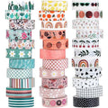 TaoBary 33 Rolls Holiday Plaid Washi Tape, 15 mm Seasonal Washi Tape Set Bohemian Colorful Vintage Cute for Card Wrapping Craft(Bohemia Style)