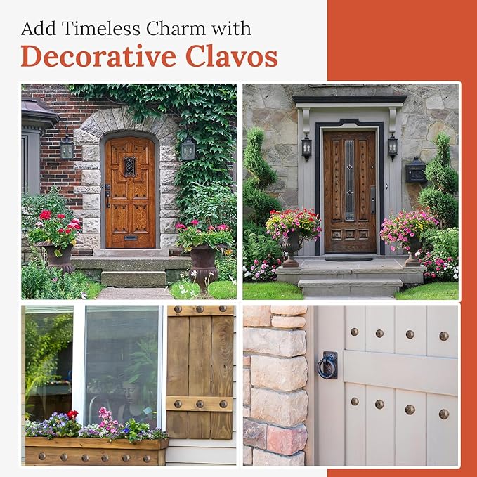 10 Pack 2" Round Head Iron Clavos Decorative Nails – Unfinished – Handmade Rustic Round Fasteners for Farmhouse Shutters, Faux Wood Beams, Barn Doors, Shutters, Gates – Ornamental Wood Accent