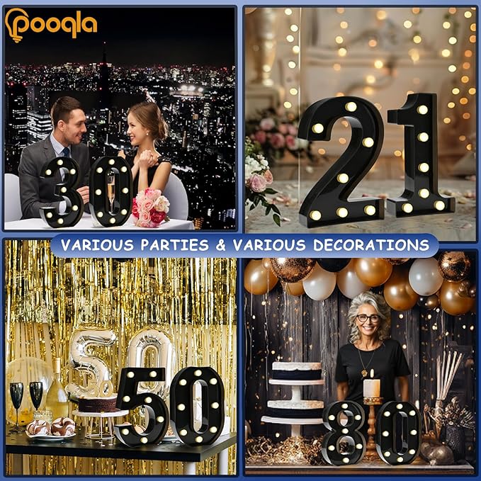 Pooqla 21st Birthday Decorations for Her Him, Light Up Number 21 for Party Table Decorations, 21st Birthday Gift for Women Men, Backdrop Wall Decor for 21st Wedding Anniversary Decoration