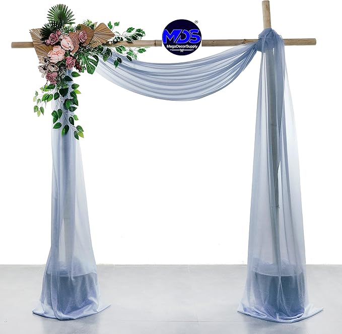 MDS Halloween Chiffon Draping Fabric - 1 Panel, 30" Wide x 30ft Long - Sheer Spooky Arbor & Canopy Drapery for Haunted House Backdrops, Party Ceilings, DIY Costumes & Themed Events - Dusty Blue