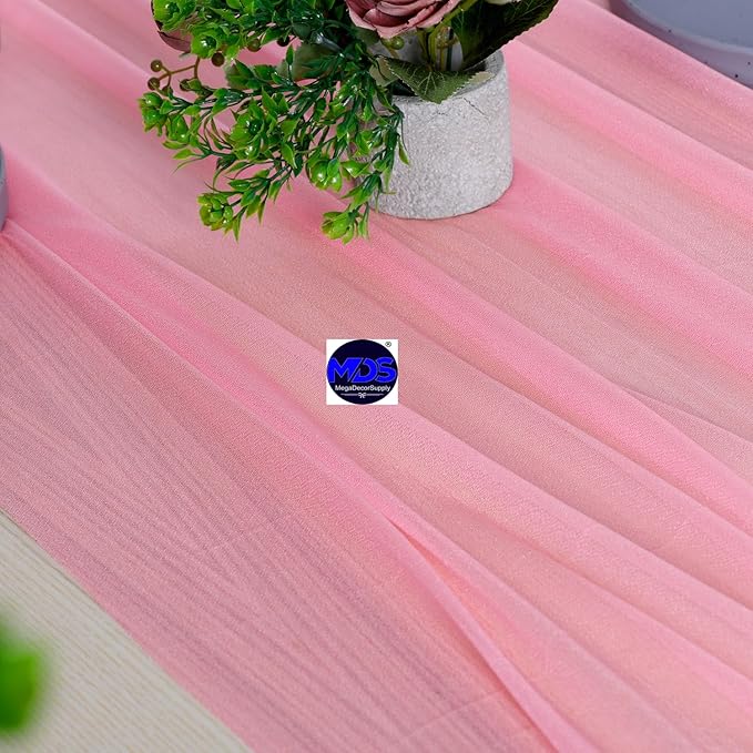 MDS Halloween Chiffon Table Runner - 20 Pack, 29 x 170 Inches, 14ft Each - Sheer Spooky Table Runners for Haunted House Parties, Trick-or-Treat Tables, Witchy Décor, Wedding & Events - Coral