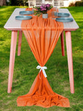 MDS Halloween Chiffon Table Runner - 25 Pack, 29 x 170 Inches, 14ft Each - Sheer Spooky Table Runners for Haunted House Parties, Trick-or-Treat Tables, Witchy Décor, Wedding & Events - Orange