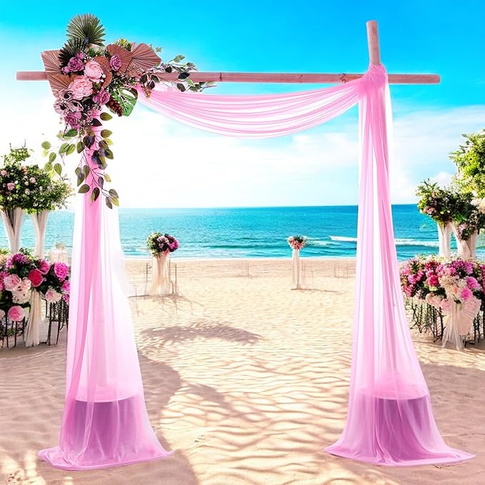 MDS Halloween Chiffon Draping Fabric - 1 Panel, 30" Wide x 20ft Long - Sheer Spooky Arbor & Canopy Drapery for Haunted House Backdrops, Party Ceilings, DIY Costumes & Themed Events - Bubblegum Pink