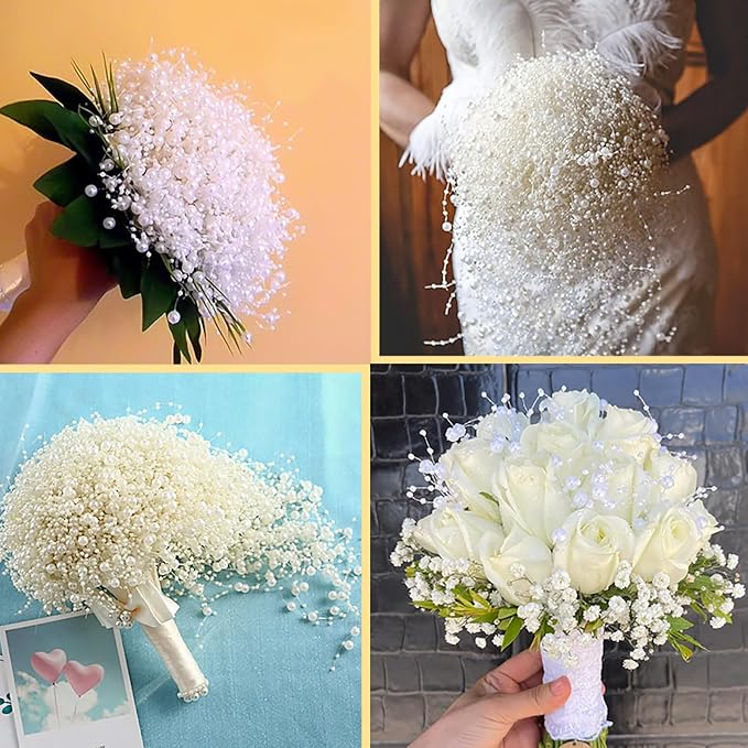50 PCS Artificial Floating Beads for Centerpieces Vases, Dark Green 8+3mm String Beads for Wedding Party Faux Pearl String for Decorating, String Pearls for Crafts Vase Filler