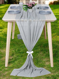 MDS 10 Pack 10ft Chiffon Table Runner 29 x 120 Inches Sheer Wedding Runner Romantic Rustic Table Runner for Wedding Decorations, Birthday Parties, Bridal Shower Party Arch Decor - Gray
