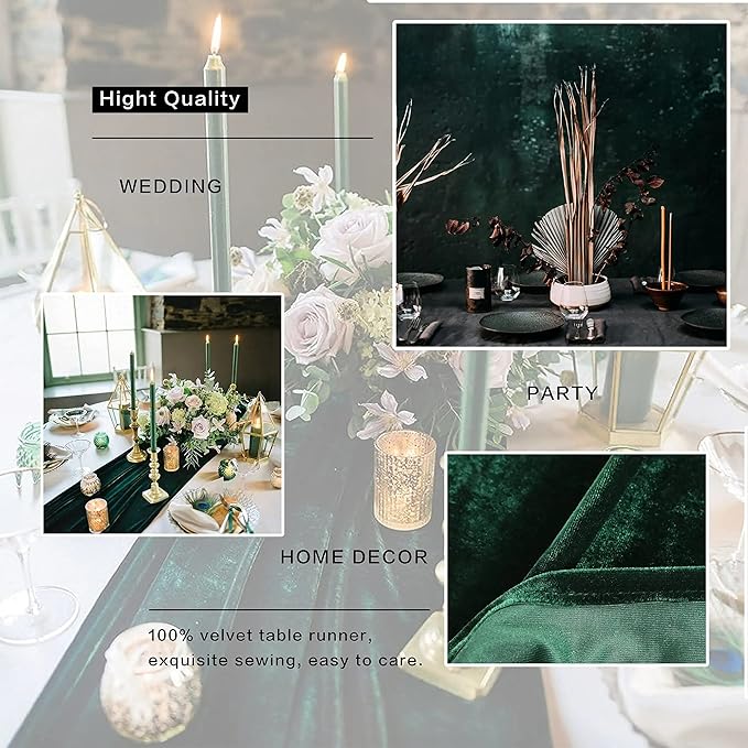 Velvet Table Runner, 5 Pack Luxurious Wedding Reception Decorations Soft Velvet Fabric Table Linen Overlay for Party (20 x 120 inch, Black)