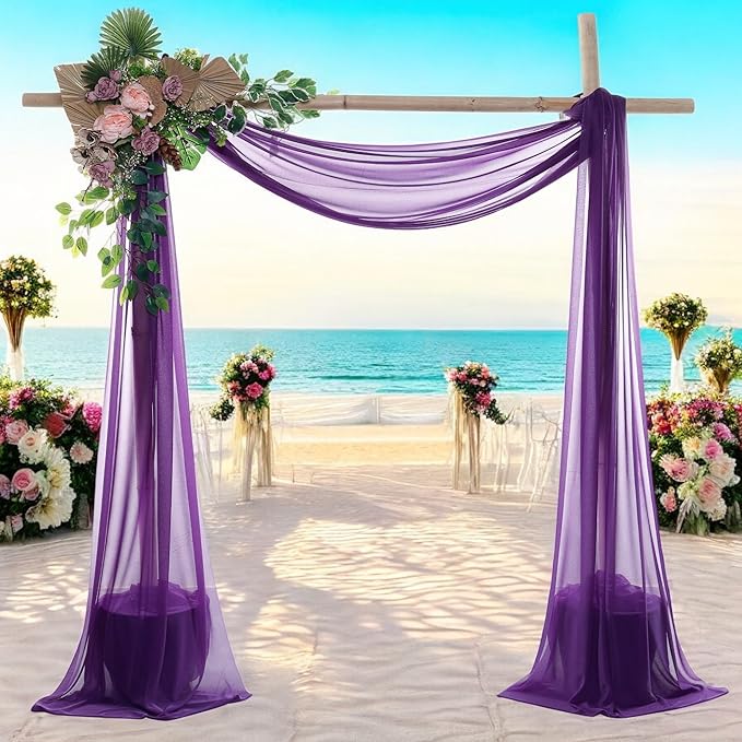 MDS Halloween Chiffon Draping Fabric - 1 Panel, 30" Wide x 20ft Long - Sheer Spooky Arbor & Canopy Drapery for Haunted House Backdrops, Party Ceilings, DIY Costumes & Themed Events - Cadbury Purple