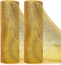 Ribbli 2 Rolls Gold Metallic Mesh Ribbon Gold Deluxe Foil Christmas Ribbon for Christmas Tree Wreath Swags Wedding Garland 10 inch x 30 feet(10Yard) Per Roll