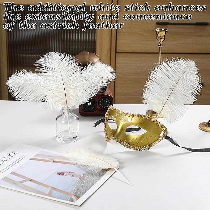 SOGUGOM White Craft Ostrich Feathers - 30PCS 8-10 inch Ostrich Feathers Kit for Centerpieces, Kindergarten Crafts, Dream Catchers and DIY Projects(Off White)