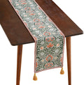ISAENNE Designer French Green Elegant Linen Table Runner 102 Inches Long,Colorful Flower Pattern Soft Table Runners for Dining Tables,Thanksgiving,Kitchen Tables,Christmas,12"*102"-Naples B