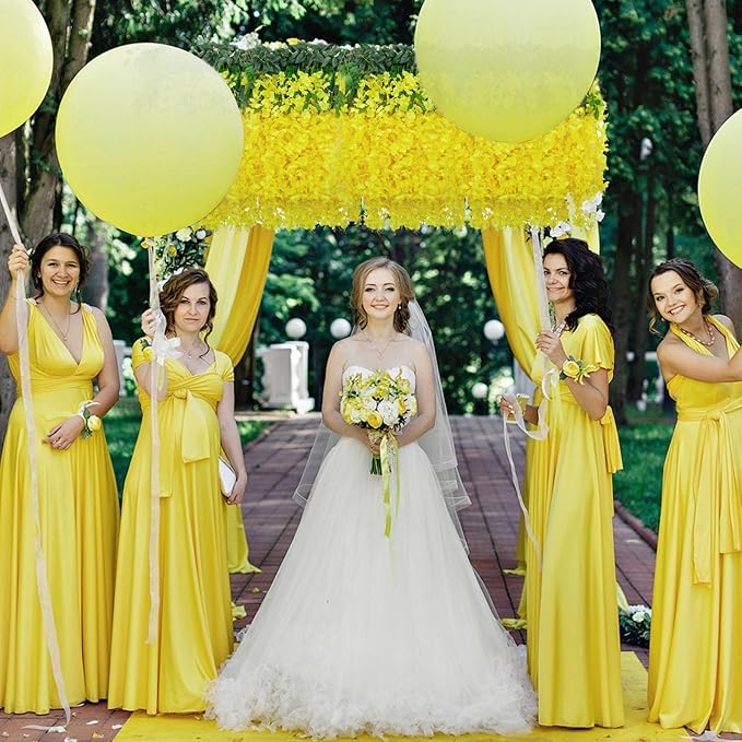 12 Pack Yellow Wisteria Hanging Flowers, 3.44 Ft Fake Hanging Flowers, Artificial Wisteria Garland Vines for Wedding Room Backdrop Outdoor Patio Garden Decoration