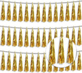 3P Metallic Fringe Tassel Banner Garland Foil Tinsel Streamer Wall Hanging Curtain Backdrop Banner for Parade Floats, Graduation Decorations, Wedding Party Decoration(Gold)