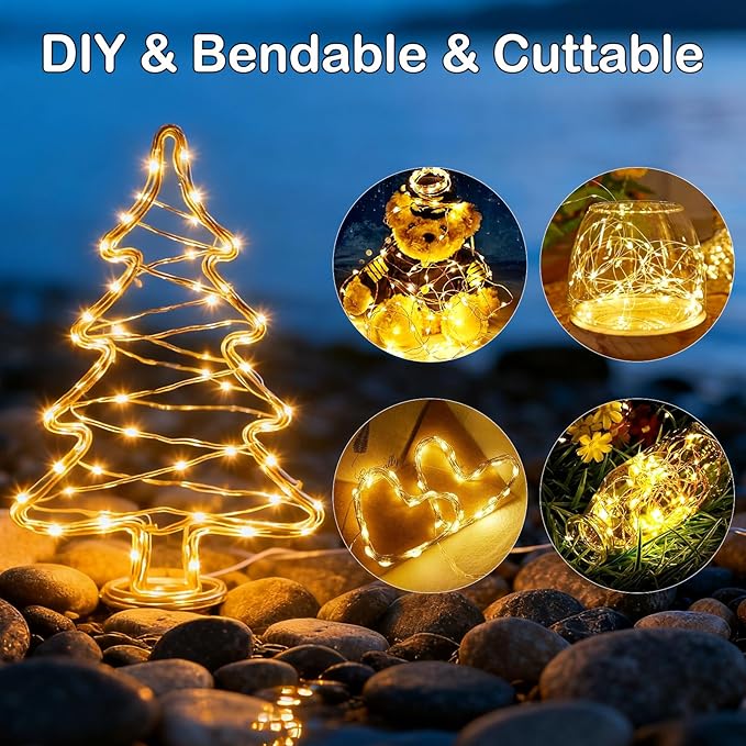 ZNYCYE Fairy Lights Battery Operated,24 Packs 9.8FT 30LEDs+ 6 Replacement Batteries Firefly Lights Copper Wire String Lights(NO Timer) for Bedroom Wedding Mason Jar Dorm Decor(Warm White)