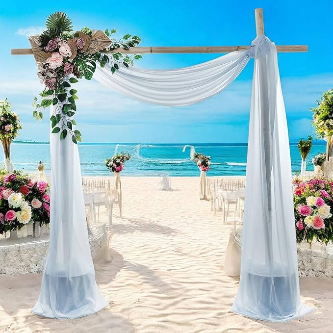 MDS Halloween Chiffon Draping Fabric - 1 Panel, 30" Wide x 50ft Long - Sheer Spooky Arbor & Canopy Drapery for Haunted House Backdrops, Party Ceilings, DIY Costumes & Themed Events - Baby Blue