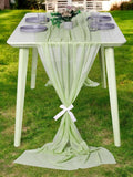 MDS Halloween Chiffon Table Runner - 25 Pack, 29 x 170 Inches, 14ft Each - Sheer Spooky Table Runners for Haunted House Parties, Trick-or-Treat Tables, Witchy Décor, Wedding & Events - Sage Green