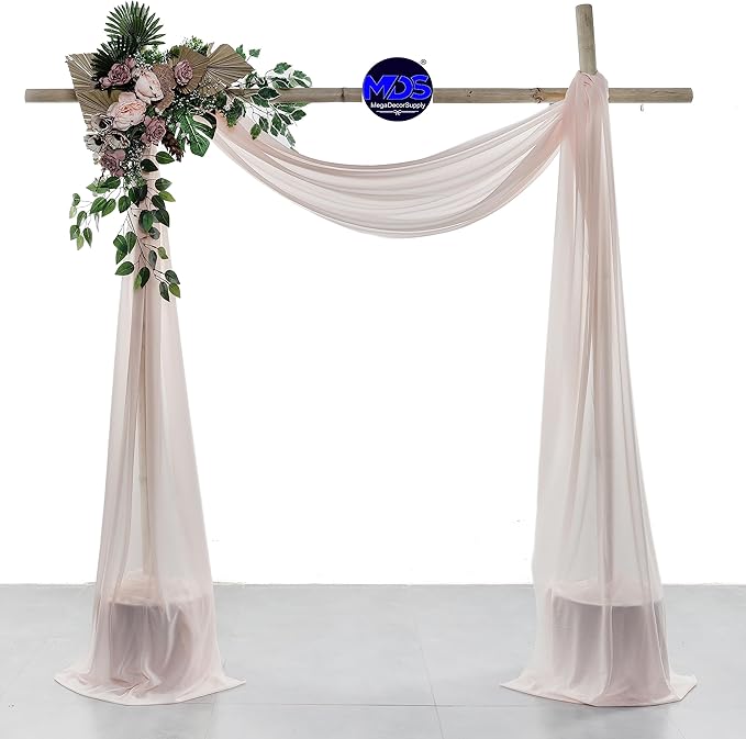 MDS Halloween Chiffon Draping Fabric - 2 Panel, 30" Wide x 20ft Long - Sheer Spooky Arbor & Canopy Drapery for Haunted House Backdrops, Party Ceilings, DIY Costumes & Themed Events - Nude
