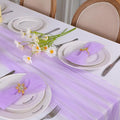 Snowkingdom Lavender Lilac Purple Table Runner, 10FT Light Purple Gauze Sheer Boho Rustic Cheesecloth Dining Table Decorations, Summer Tulle Runners for Wedding Party Baby Shower 120 inch