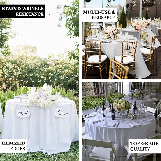 Efavormart Round Tablecloth, 108 Inch Stain & Wrinkle Resistant Washable Table Cloth, Decorative Polyester Fabric Table Cover for Banquet, Wedding, Dining- Dusty Rose