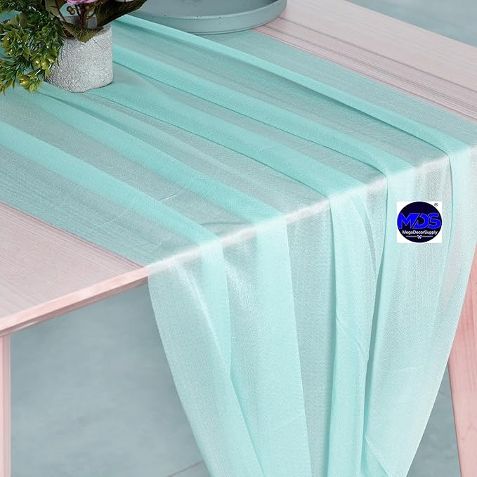 MDS Halloween Chiffon Table Runner - 5 Pack, 29 x 170 Inches, 14ft Each - Sheer Spooky Table Runners for Haunted House Parties, Trick-or-Treat Tables, Witchy Décor, Wedding & Events - Teal
