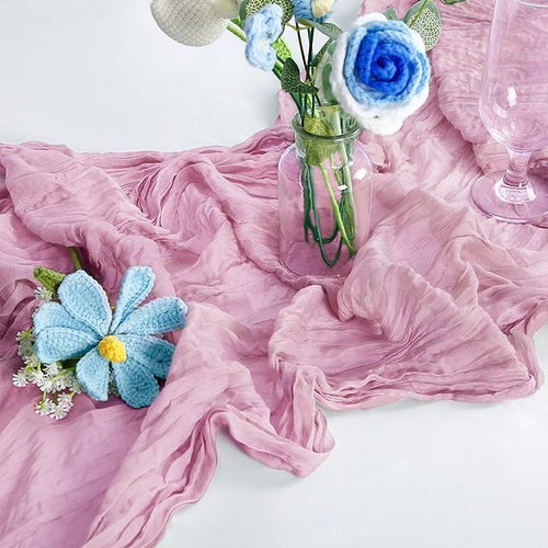 1-Pack Pink Cheesecloth Table Runners – 10FT (35x120 Inch) Boho Rustic Gauze Fabric Cheese Cloth Table Runner for Weddings, Baby Showers, Bridal Shower, Farmhouse & Birthday Party Decor
