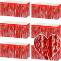 6 Pack 29x108 Inch Red Wave Foil Fringe Table Skirts Metallic Banner for Tinsel Streamer Garland Backdrop for Parade Floats Wedding, Mother's Day, Birthday Mardi Gras Party Decorations