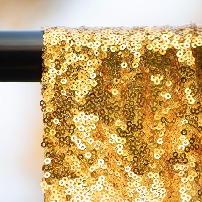 JYFLZQ Gold Sequin Backdrop Curtains 2ft x 8ft 4 Panel Glitter Photo Booth Backdrops Sparkly Photography Background Drapes for Parties Wedding Bridal Showers