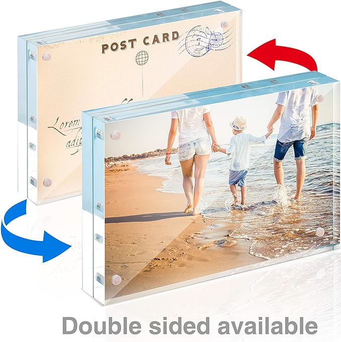 TWING Acrylic Frame 4x6,Magnet Double Sided Picture Frame,12 + 12MM Plexiglass Clear Picture Frames Desktop Acrylic Photo Frame 6 by 4,Gifts Ideal