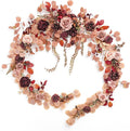 Ling's moment 9FT Eucalyptus and Willow Leaf Garland with White Flower, Handcrafted Wedding Sweetheart Table Centerpieces Head Table Decor Arch Backdrop Decorations for Wedding | Burgundy & Dusty rose