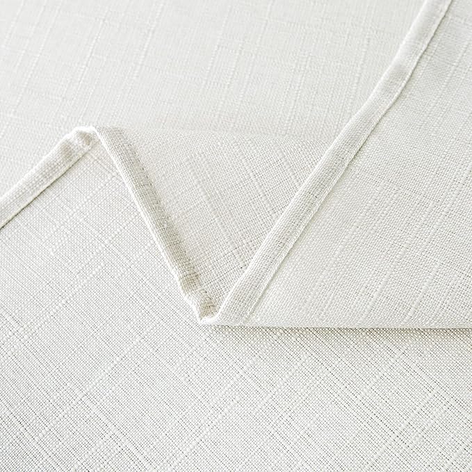 NLMUVW White Linen Tablecloth 84 Inch for Rectangle Table 6ft, Rustic Faux Linen Textured Table Cloth Cover Farmhouse for Party Kitchen Dining, 54 x 84 Inch
