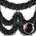 25 Feet Black Christmas Tinsel Garland, Metallic Foil Twist Banner Wall Hanging Tinsel Streamers Backdrop for Parade Floats, Christmas, Mother's Day, Birthday Party Decorations(4in x 25ft)