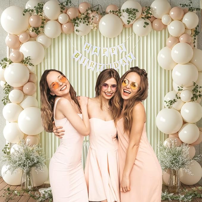 10 x 7 Feet Ivory Backdrop Curtain for Partie, Background Curtains for Photoshoot, Birthday, Wedding, Halloween, Thanksgiving, Christmas, New Year Party Decorations 5Ft x 7Ft, 2 Panels