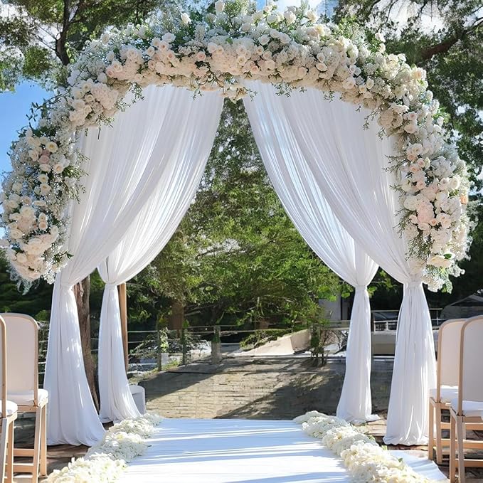 MDS Halloween Chiffon Draping Fabric - 1 Panel, 30" Wide x 75ft Long - Sheer Spooky Arbor & Canopy Drapery for Haunted House Backdrops, Party Ceilings, DIY Costumes & Themed Events - White