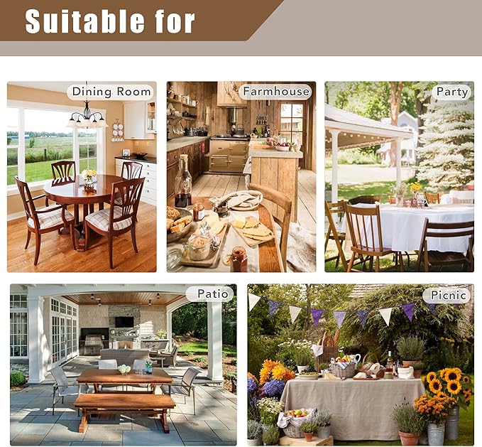 Fitable Linen Textured Beige Tablecloths 2 Pack, Faux Burlap Fabric Rectangle Table Clothes for 8 Foot Tables, Rustic Table Covers for Kitchen Dining, Vendor Events, Party, Farmhouse (54 x 120 Inch)
