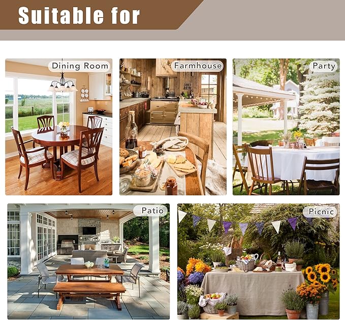 Fitable Faux Linen Table Clothes 2 Pack, Faux Burlap Fabric Tablecloths for Rectangle Tables, Rustic Holiday Table Covers for Kitchen Dining, Party, Farmhouse (Stone, 54 x 78 Inch)