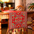 13×72 Inch Table Runner, Retro-Luxury Tassels Series for Kitchen Dining Table Holiday Decoration (Red Branch)