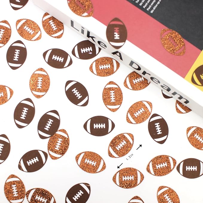 200PC Football Confetti for Table,Football Baby Shower Decorations, Football Birthday Party Decorations,Football Themed Party Supplies