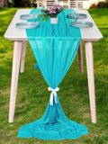 MDS Halloween Chiffon Table Runner - 10 Pack, 29 x 170 Inches, 14ft Each - Sheer Spooky Table Runners for Haunted House Parties, Trick-or-Treat Tables, Witchy Décor, Wedding & Events - Peacock Blue