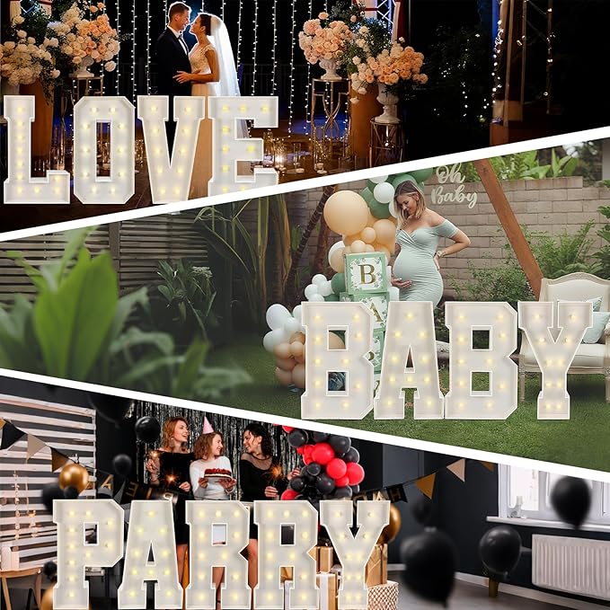 Marquee Light Up Letters: 3FT Large Decorative Signs for Party Decorations Baby Shower Birthday Wedding Engagement Anniversary, 3 Feet Tall Pre-Cut DIY Foamboard Letter K - Easy to Assemble