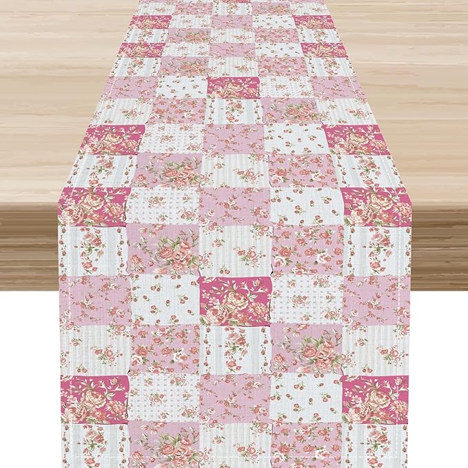 Boho Patchwork Table Runner, Vintage Farmhouse Colorful Wildflowers Bohemian Paisley Flower Table Center Decor for Home Kitchen Dining Patio Holiday Party Indoor Table Decorations, 13"x36" Inch