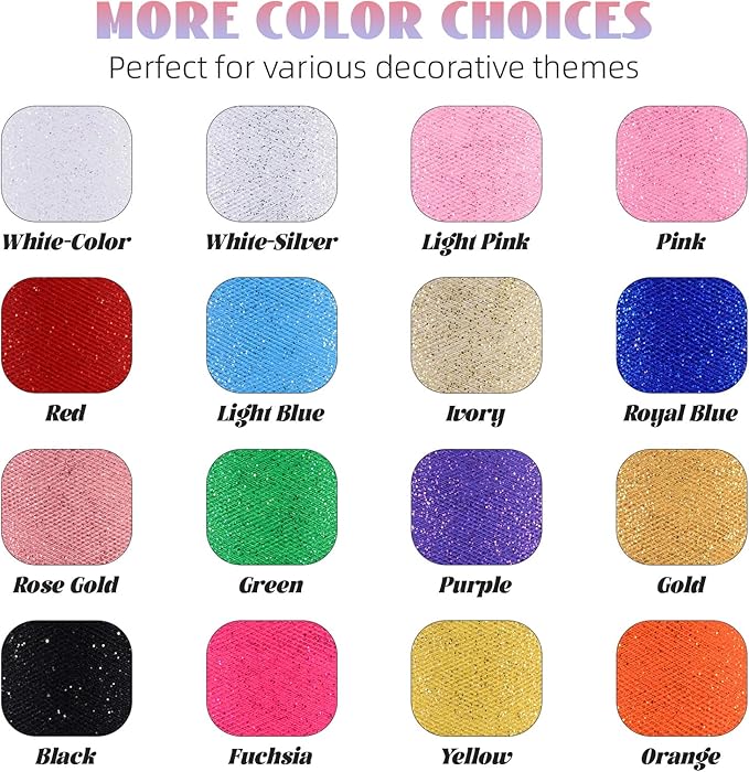 Glitter Tulle Rolls 6” by 50 Yards Sparkle Tulle Fabric Ribbon Sequin Tulle Netting Rolls for DIY Tutu Skirt Wedding Birthday Party Decoration (Gold)