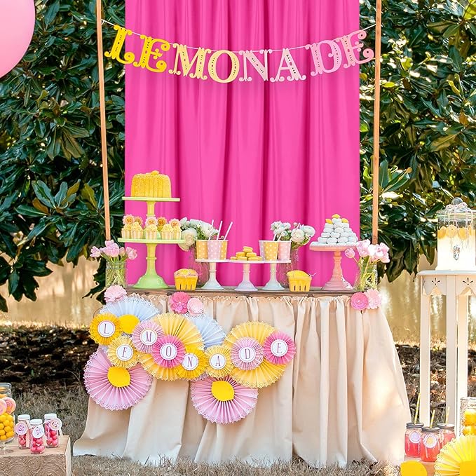 DWCN 10x10 FT Fuchsia Backdrop Curtains for Parties, Photography Backdrop Drapes with Rod Pockets for Wedding Decorations Stage Birthday Family Gatherings, 2 Panels 5ft x 10ft