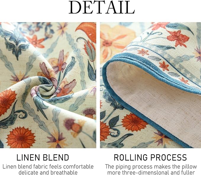 ISAENNE Designer Bohemian Elegant Linen Table Runner 87 Inches Long,Colorful Flower Pattern Table Runners for Dining Tables,Thanksgiving,Kitchen Tables,Christmas,12"*87"-Floralsea A
