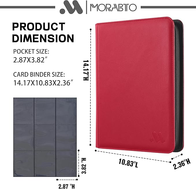 Card Binder 9 Pockets,Trading Card Binder Holds up to 864 Cards with 48 Sleeves,Zipper Card Holder Album Compatible with TCG Card/Game Cards/Sports Card