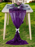 MDS 2 Pack 14ft Chiffon Table Runner 29 x 170 Inches Sheer Wedding Runner Romantic Rustic Table Runner for Wedding Decorations, Birthday Parties, Bridal Shower Party Arch Decor - Cadbury Purple