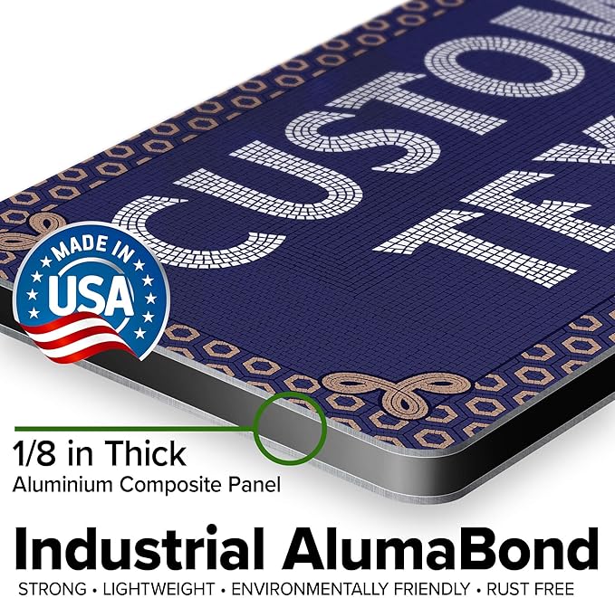 Custom Sign, Custom Street Sign, 11 Font Colors, 13 Font Styles, 4 Hole Options, 22 Sizes, 6x12 Inches, Rust Free DiBound, Fade Resistant, Made in USA by My Sign Center (Fauxsaic 1)