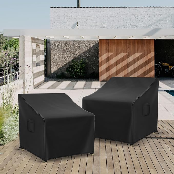 Patio Furniture Covers Waterproof for Chairs, Lawn Outdoor Chair Covers 2 Pack, Patio Chair Covers for Outdoor Furniture Fits up to 33W x 34D x 31H inches, Black