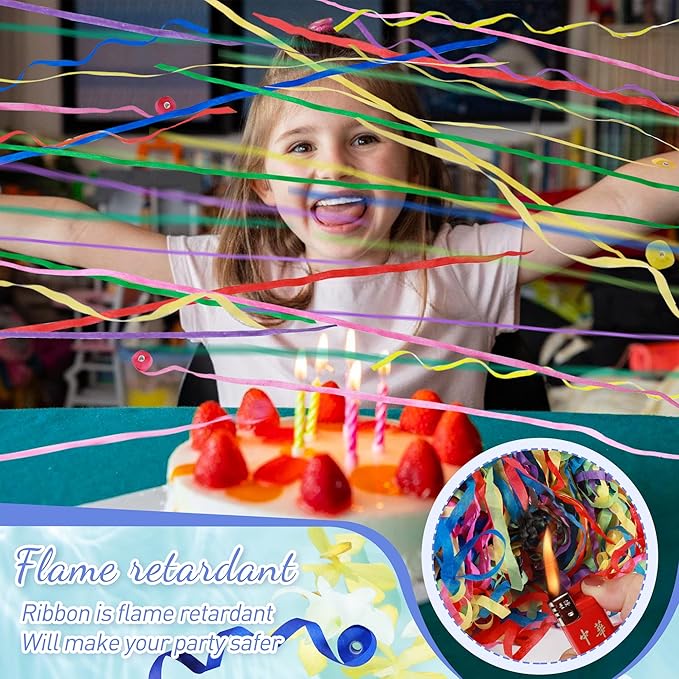 No Mess Streamers,12Pack Colorful No Mess Confetti Poppers,Party Poppers for Birthday,Wedding,Celebrations,School Opening,Graduation,Retirement Party